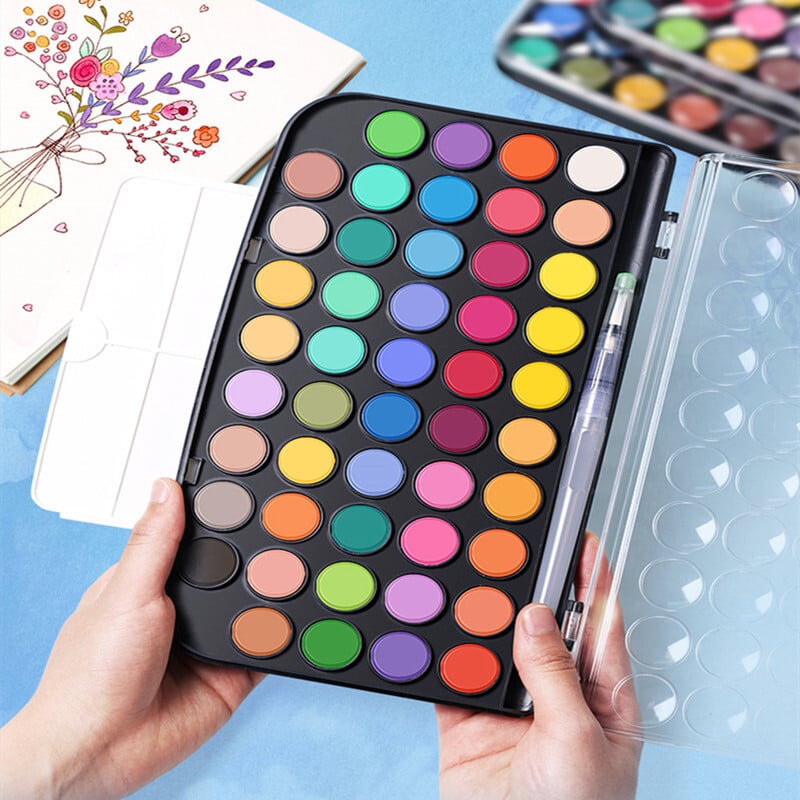 Set profesional de vopsea acuarela cu pix pensula 16/48 pigment de acuarela pentru desen si pictura Rechizite de arta scolara