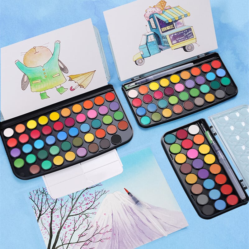 Set profesional de vopsea acuarela cu pix pensula 16/48 pigment de acuarela pentru desen si pictura Rechizite de arta scolara