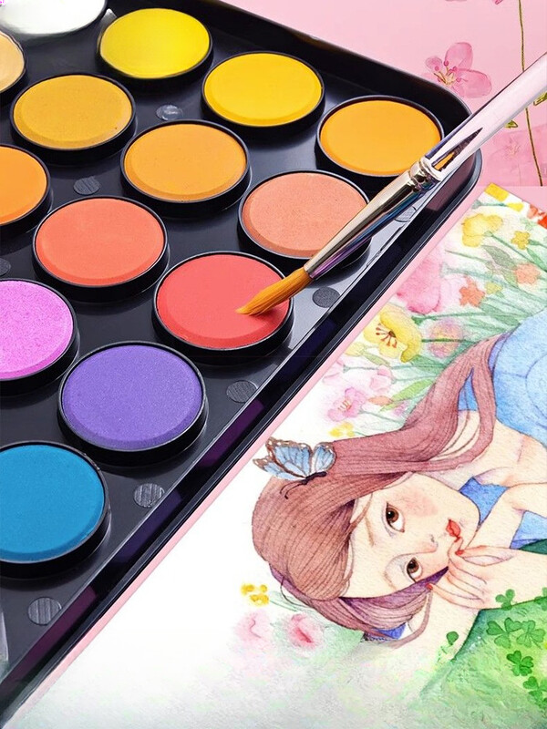 Tahke akvarellivärvikomplekt 28.12.36.48 Värvid Joonistuskunstnike Kool Vesivärv Pigment pintslikomplektiga Kunstitarbed