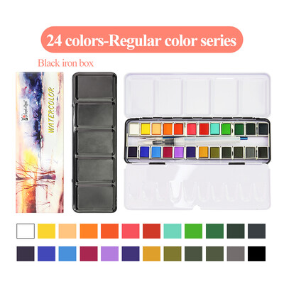 AngelMark Solid Watercolor Paint Set Portable Professional Drawing Pearlescent Watercolor Pigment for Painting Art Supplies