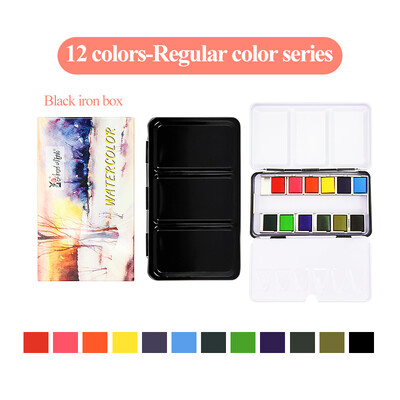 AngelMark Solid Watercolor Paint Set Portable Professional Drawing Pearlescent Watercolor Pigment for Painting Art Supplies