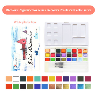 AngelMark Solid Watercolor Paint Set Portable Professional Drawing Pearlescent Watercolor Pigment for Painting Art Supplies