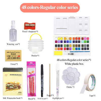 AngelMark Solid Watercolor Paint Set Portable Professional Drawing Pearlescent Watercolor Pigment for Painting Art Supplies