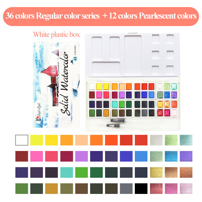AngelMark Solid Watercolor Paint Set Portable Professional Drawing Pearlescent Watercolor Pigment for Painting Art Supplies