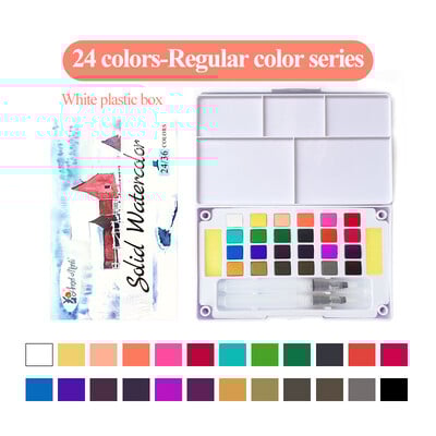 AngelMark Solid Watercolor Paint Set Portable Professional Drawing Pearlescent Watercolor Pigment for Painting Art Supplies