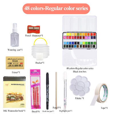 AngelMark Solid Watercolor Paint Set Portable Professional Drawing Pearlescent Watercolor Pigment for Painting Art Supplies