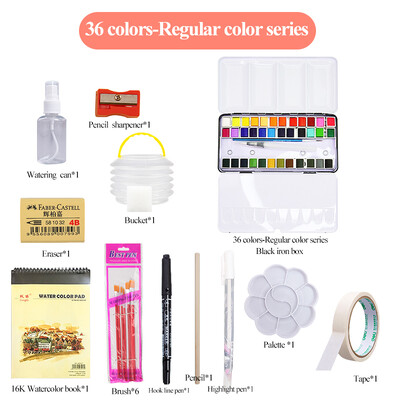 AngelMark Solid Watercolor Paint Set Portable Professional Drawing Pearlescent Watercolor Pigment for Painting Art Supplies