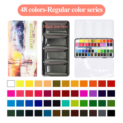 AngelMark Solid Watercolor Paint Set Portable Professional Drawing Pearlescent Watercolor Pigment for Painting Art Supplies