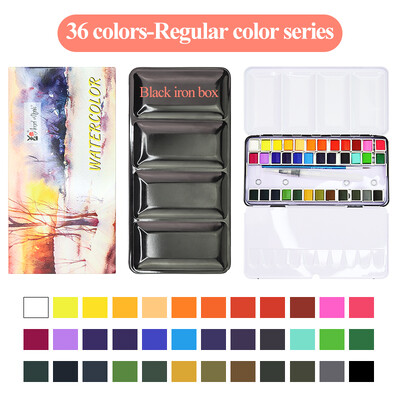 AngelMark Solid Watercolor Paint Set Portable Professional Drawing Pearlescent Watercolor Pigment for Painting Art Supplies