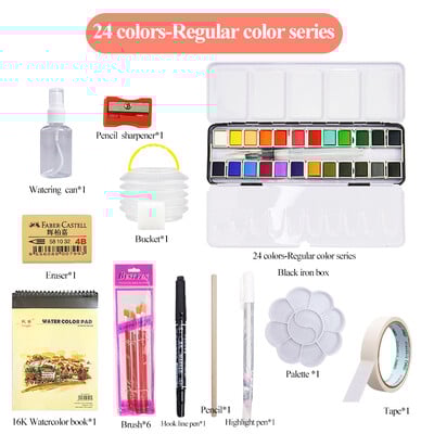 AngelMark Solid Watercolor Paint Set Portable Professional Drawing Pearlescent Watercolor Pigment for Painting Art Supplies