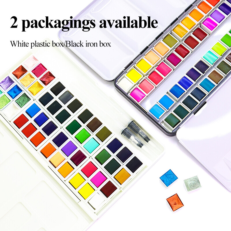 AngelMark Solid Watercolor Paint Set Portable Professional Drawing Pearlescent Watercolor Pigment for Painting Art Supplies