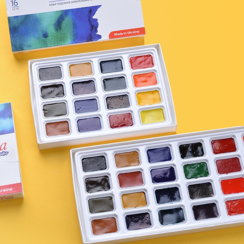 16/24 Color Solid akvarellvärvikomplekt White Night Student tasemel akvarellmaalivärv algajatele ja kunstiüliõpilastele