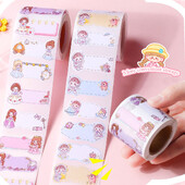 1 rolă etichetă cu nume de desene animate autocolant copii grădiniță școală autocolant semnătură sticla de apă creion etichete cu nume pentru copii