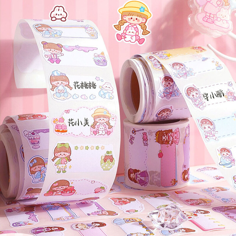 1 rolă etichetă cu nume de desene animate autocolant copii grădiniță școală autocolant semnătură sticla de apă creion etichete cu nume pentru copii