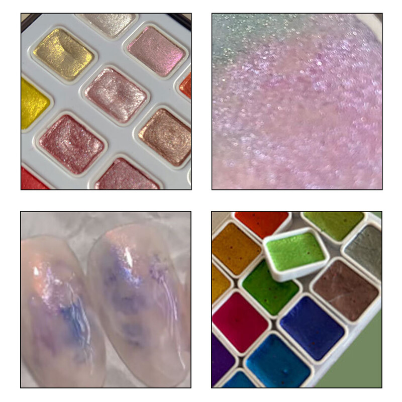 24 spalvų kietieji akvareliniai dažai Retro perlamutriniai blizgantys dažantys pigmentai rinkinys Akvarelės dažai meno piešimui tapybai