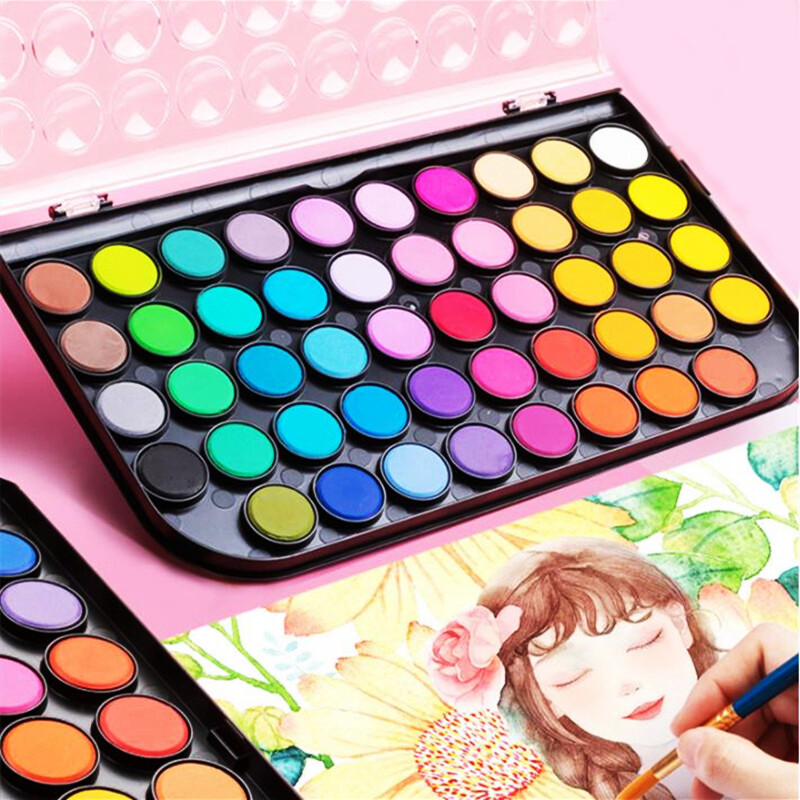48 värvi akvarellvärv maalimiseks Professionaalne akvarelljoonistuskomplekt koos eemaldatava paletiga Tagasi kooli kunstitarbed