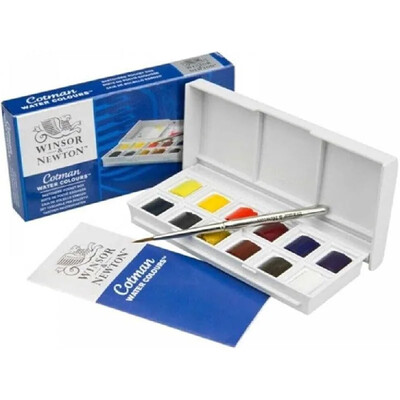 Winsor & Newton Cotman Portable Travel 12 Color Solid Watercolor Paint Water color Sketchers` Pocket Box 1 бр Palette