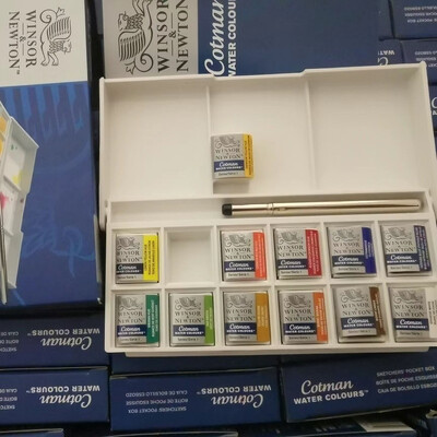 Winsor & Newton Cotman kaasaskantav reisimine 12 värviga tahke akvarellvärv vesivärvi visandite taskukarp 1 tk palett