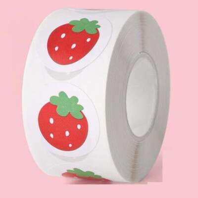 500db/tekercs Aranyos eper jutalommatricák Scrapbooking gyümölcs borítékpecsét matricák születésnapi partikra, pékáruk