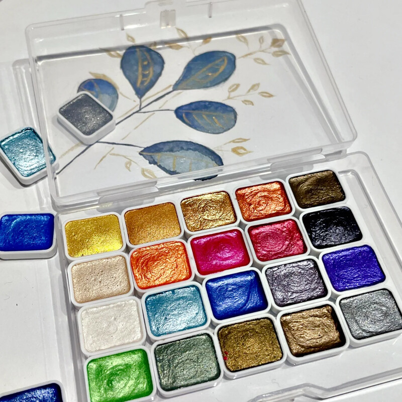 20 värvi akvarellvärvi pigment, tahke pärlmutter, kuldne metallik maalimine, meisterdage küünte joonistamise kunstitarbed kunstnikule