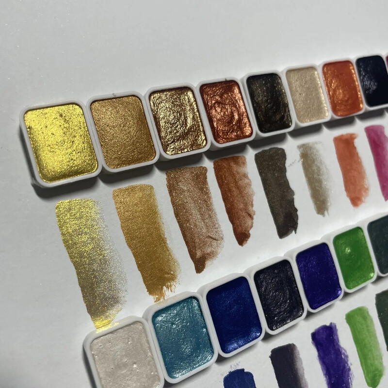 20 värvi akvarellvärvi pigment, tahke pärlmutter, kuldne metallik maalimine, meisterdage küünte joonistamise kunstitarbed kunstnikule