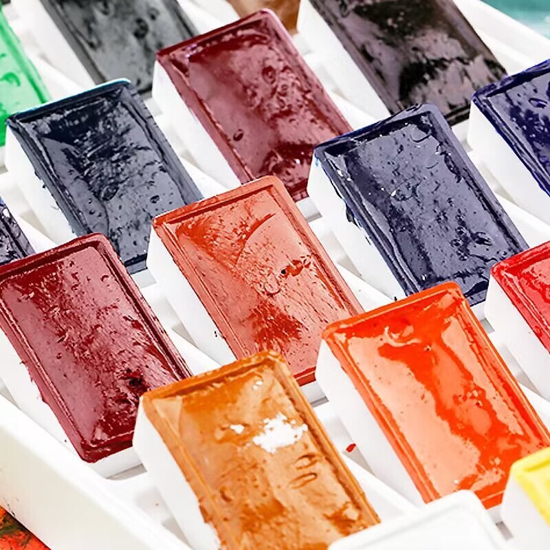 Rusų baltųjų naktų kietas akvarelinių dažų rinkinys 16/24 spalvų akvarelės teptukas pradedantiesiems studentų piešimo meno reikmenys