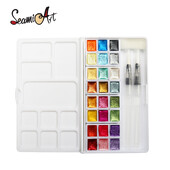 SeamiArt 24Color Glitter Metallic Watercolor Paint Box Set Artist Watercolor Pearl Pigment για προμήθειες σχεδίου