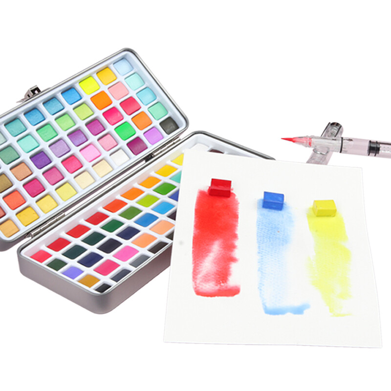 Seamiart 100 Color Solid akvarelli kinkekomplekt Akvarellpigmendid koos värvipintsliga värvimispaberid joonistamiseks ja värvitarvikud