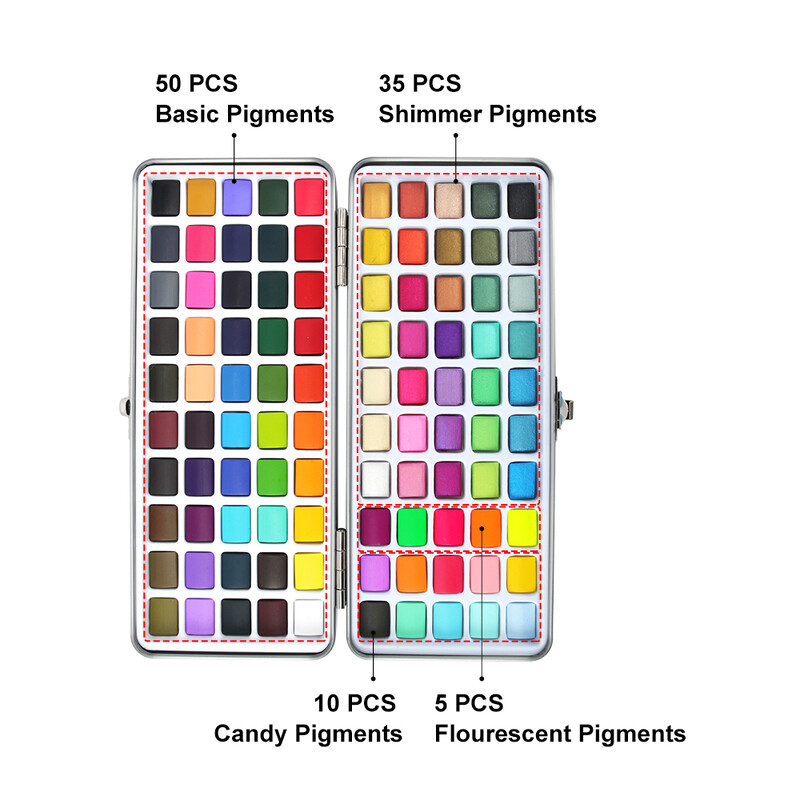 Seamiart 100 Color Solid akvarelli kinkekomplekt Akvarellpigmendid koos värvipintsliga värvimispaberid joonistamiseks ja värvitarvikud
