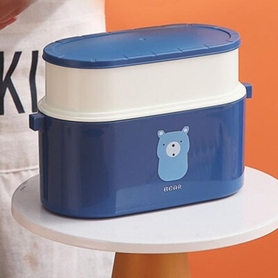 Lõunakarp Bento Box Kahekihiline lekkekindel mikrolaine-ohutu soojuse säilitusaine Little Yellow Duck Loncheras Térmicas Para Alimentos