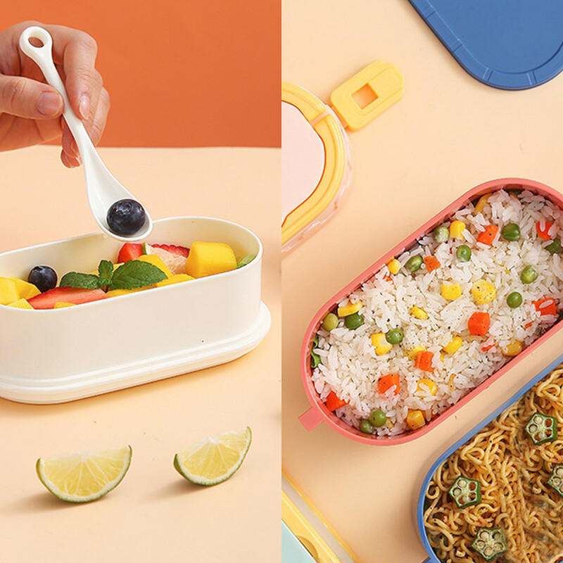 Lõunakarp Bento Box Kahekihiline lekkekindel mikrolaine-ohutu soojuse säilitusaine Little Yellow Duck Loncheras Térmicas Para Alimentos