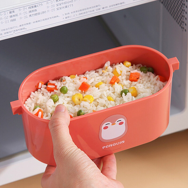 Lõunakarp Bento Box Kahekihiline lekkekindel mikrolaine-ohutu soojuse säilitusaine Little Yellow Duck Loncheras Térmicas Para Alimentos