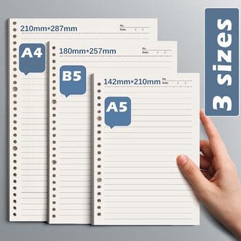 A4/A5/B5 60 листа хартия за многократно пълнене, линирана/празна/на точки/препаска, пълнител за свободни листа, пълнител, консумативи за писане за подвързващо устройство, тетрадка