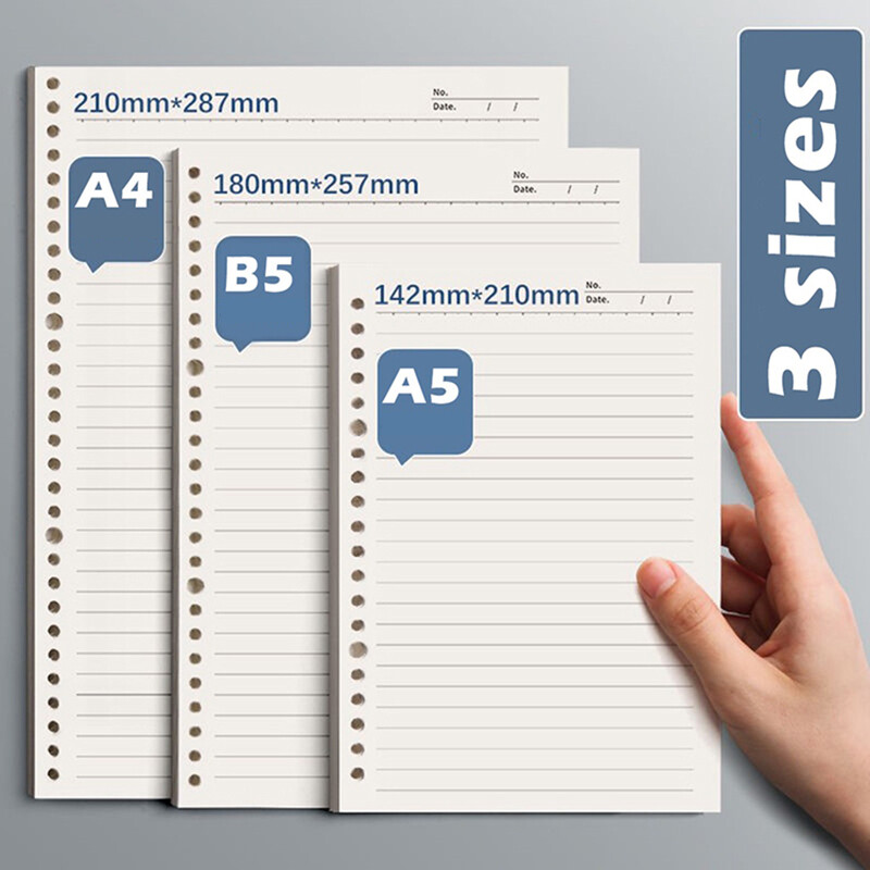 A4/A5/B5 60 lokšņu atkārtoti uzpildāms papīrs ar oderējumu/tukšs/punktots/atkārtoti uzpildāms birstošo lapu pildītājs rakstīšanas piederumi iesiešanas žurnālu piezīmju grāmatiņai