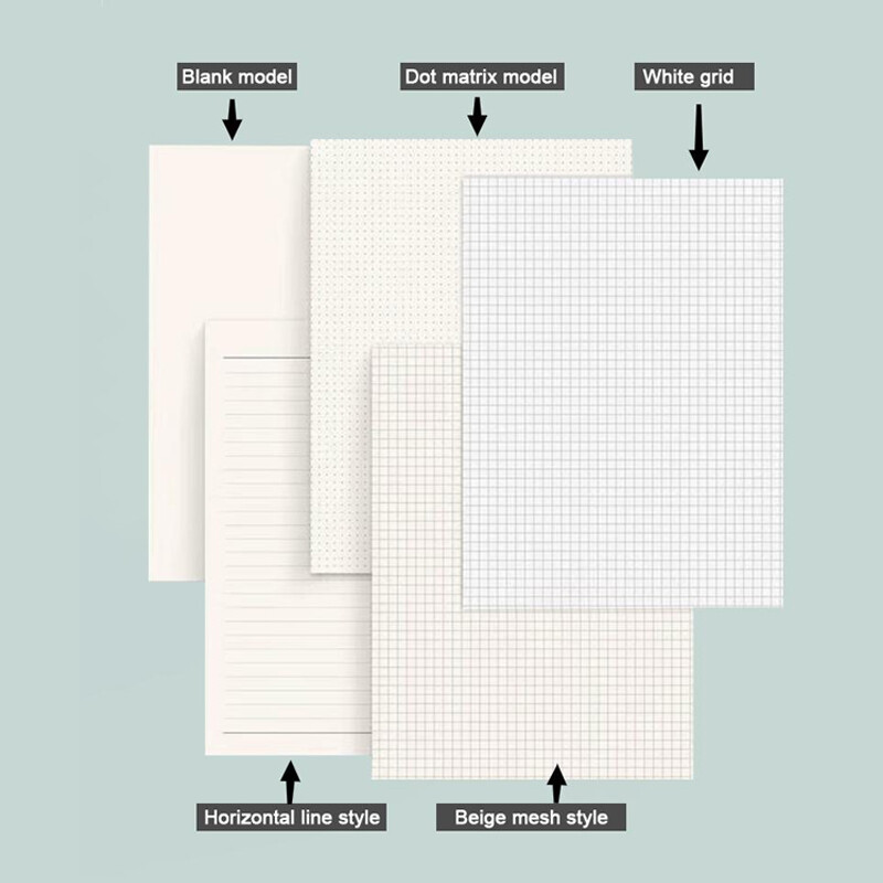 A4/A5/B5 60 lokšņu atkārtoti uzpildāms papīrs ar oderējumu/tukšs/punktots/atkārtoti uzpildāms birstošo lapu pildītājs rakstīšanas piederumi iesiešanas žurnālu piezīmju grāmatiņai