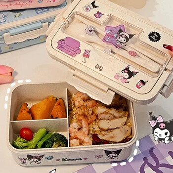 Sanrio Cinnamoroll Kuromi My Melody Heatable Lunch Box Φοιτητικό μεγάλης χωρητικότητας Επιτραπέζιο σκεύος Bento Box Φιλικό προς το περιβάλλον