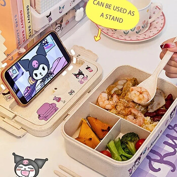 Sanrio Cinnamoroll Kuromi My Melody Heatable Lunch Box Φοιτητικό μεγάλης χωρητικότητας Επιτραπέζιο σκεύος Bento Box Φιλικό προς το περιβάλλον