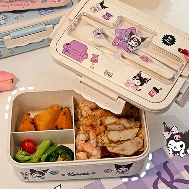 Sanrio Cinnamoroll Kuromi My Melody Kutija za ručak koja se može zagrijavati Studentska kutija za jelo velikog kapaciteta s odjeljcima, ekološki prihvatljiva Bento kutija