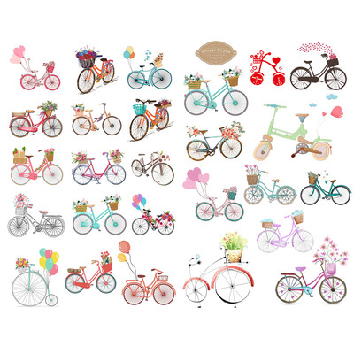 1 PCS Kawaii Flower Love Bicycle Aesthetic Book Journal Stickers Scrapbooking Канцеларски материали Дневник Етикет Офис Училищни пособия