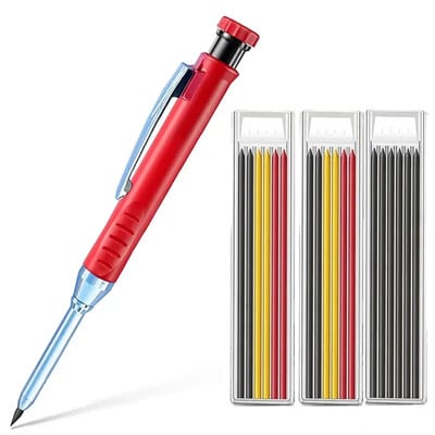 Μηχανικό μολύβι 2,8 χιλιοστών συμπαγές ξυλουργείο με ξύστρα για ξυλουργικές κατασκευές Προμήθειες γραφικής ύλης μολύβι ξυλουργού με μακριά κεφαλή