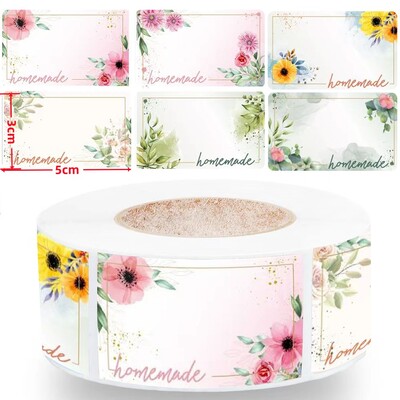 500 kom/rola Cvijeće Prazne naljepnice Kuhinjske naljepnice s rukom pisanim datumom Naljepnica za pohranjivanje hrane Naljepnica za zatvaranje Poklon ukrasna naljepnica 3*5 cm