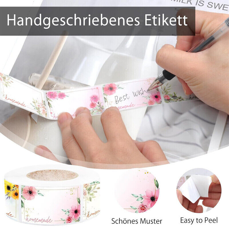 500 kom/rola Cvijeće Prazne naljepnice Kuhinjske naljepnice s rukom pisanim datumom Naljepnica za pohranjivanje hrane Naljepnica za zatvaranje Poklon ukrasna naljepnica 3*5 cm