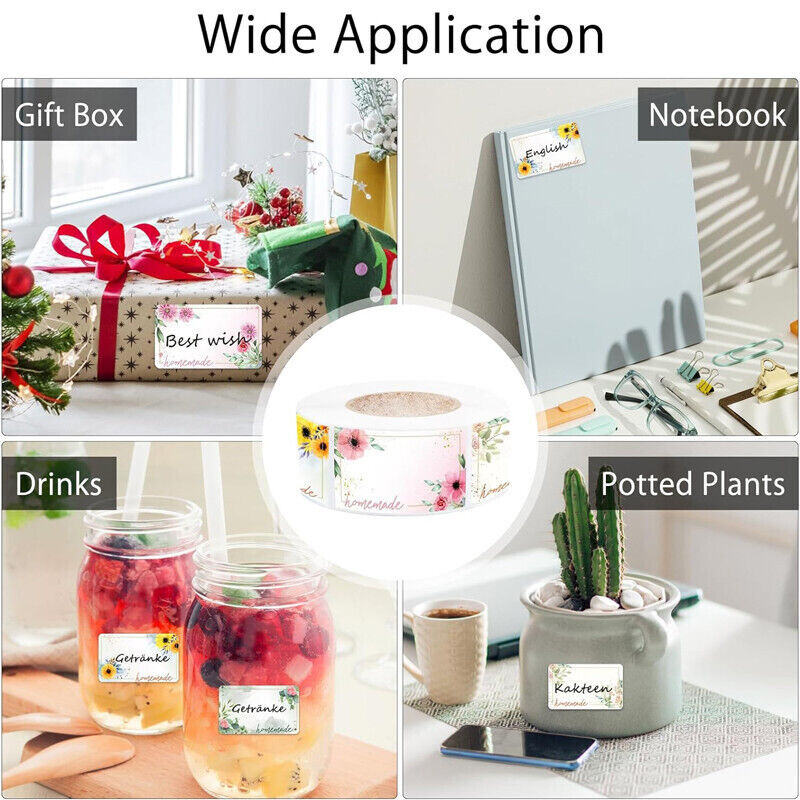500 kom/rola Cvijeće Prazne naljepnice Kuhinjske naljepnice s rukom pisanim datumom Naljepnica za pohranjivanje hrane Naljepnica za zatvaranje Poklon ukrasna naljepnica 3*5 cm