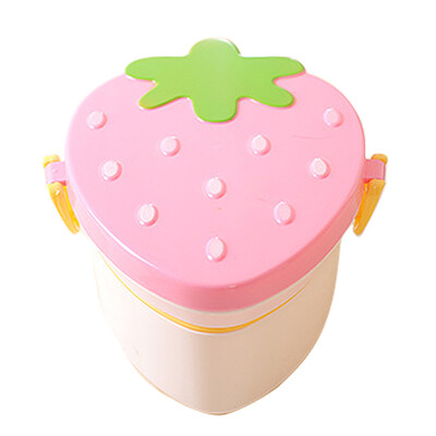 Bol cu 2 straturi Cutie de prânz în formă de căpșuni 500 ml Cutii Bento de depozitare dublă Alimente Fructe Veselă drăguț pentru cuptor cu microunde Bol pentru școală pentru copii