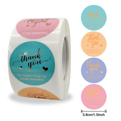 1,5 inča/38 mm vodootporna bronzana naljepnica Hvala vam na narudžbi Šarena naljepnica s pečatom za male tvrtke Paket za ponijeti Express