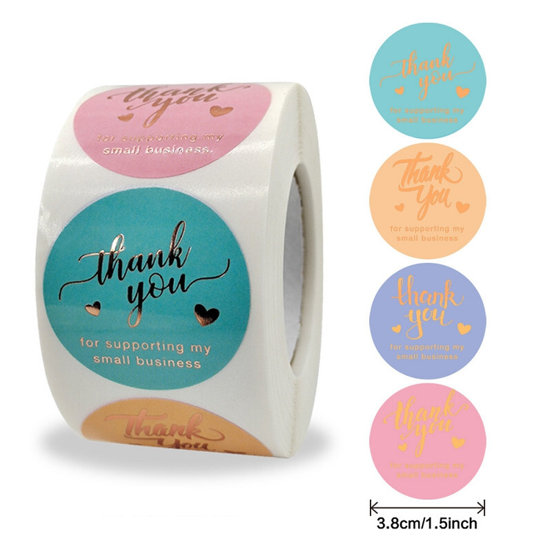 1,5 inča/38 mm vodootporna bronzana naljepnica Hvala vam na narudžbi Šarena naljepnica s pečatom za male tvrtke Paket za ponijeti Express