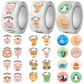 500 tk Aitäh Kleebised Armsad Loomad Lapsed Kleebised Dekoratiivne Kass Konn Notsu Ring Rulli Tihendid Sildid Kroompaberist Kinkelipikud