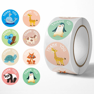 500 tk Aitäh Kleebised Armsad Loomad Lapsed Kleebised Dekoratiivne Kass Konn Notsu Ring Rulli Tihendid Sildid Kroompaberist Kinkelipikud
