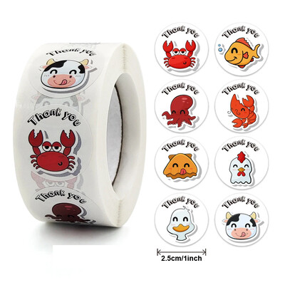 500 tk Aitäh Kleebised Armsad Loomad Lapsed Kleebised Dekoratiivne Kass Konn Notsu Ring Rulli Tihendid Sildid Kroompaberist Kinkelipikud