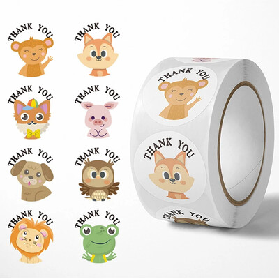 500 tk Aitäh Kleebised Armsad Loomad Lapsed Kleebised Dekoratiivne Kass Konn Notsu Ring Rulli Tihendid Sildid Kroompaberist Kinkelipikud